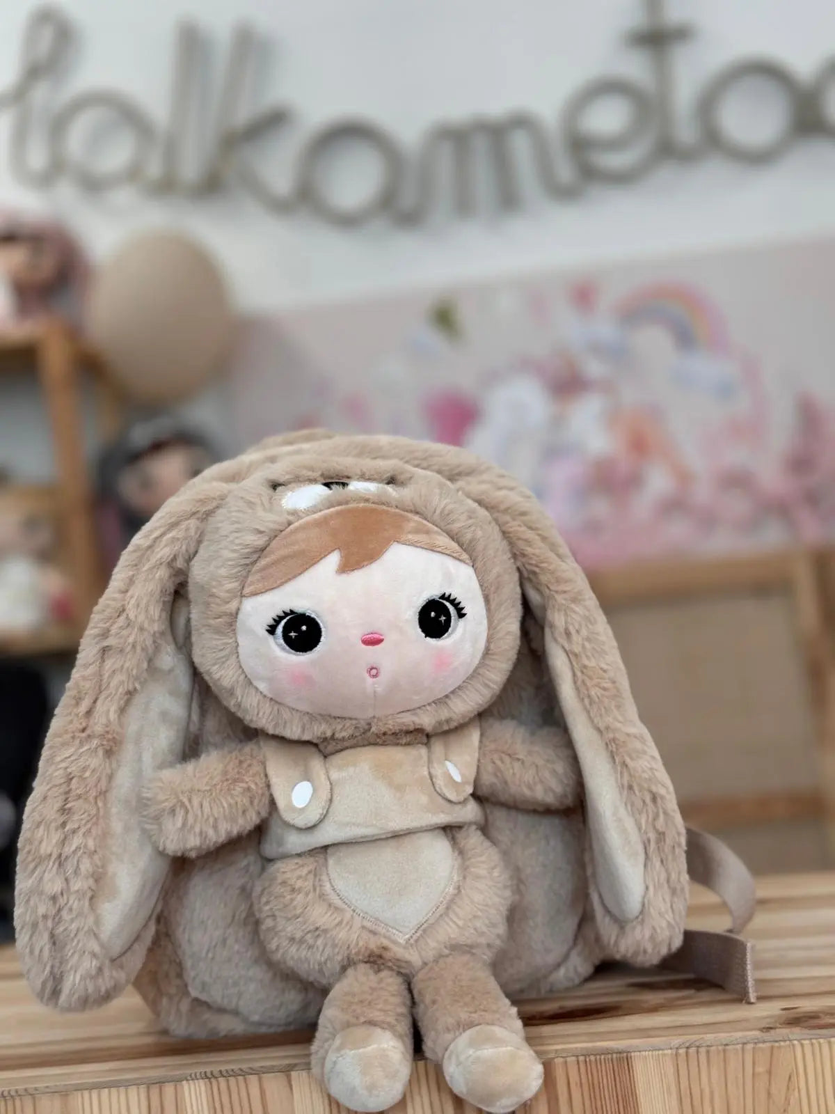 Plecak Metoo z wyjmowanym pluszakiem - Beżowy królik Metoo