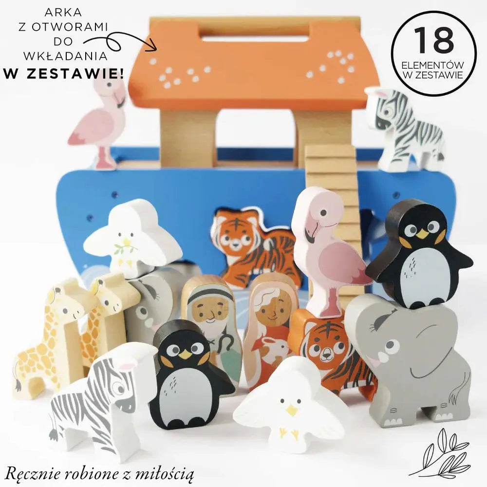 Arka Noego, sorter kształtów, figurki, statek zwierzątka zabawka Le Toy Van - Zabawki z Lasu 
