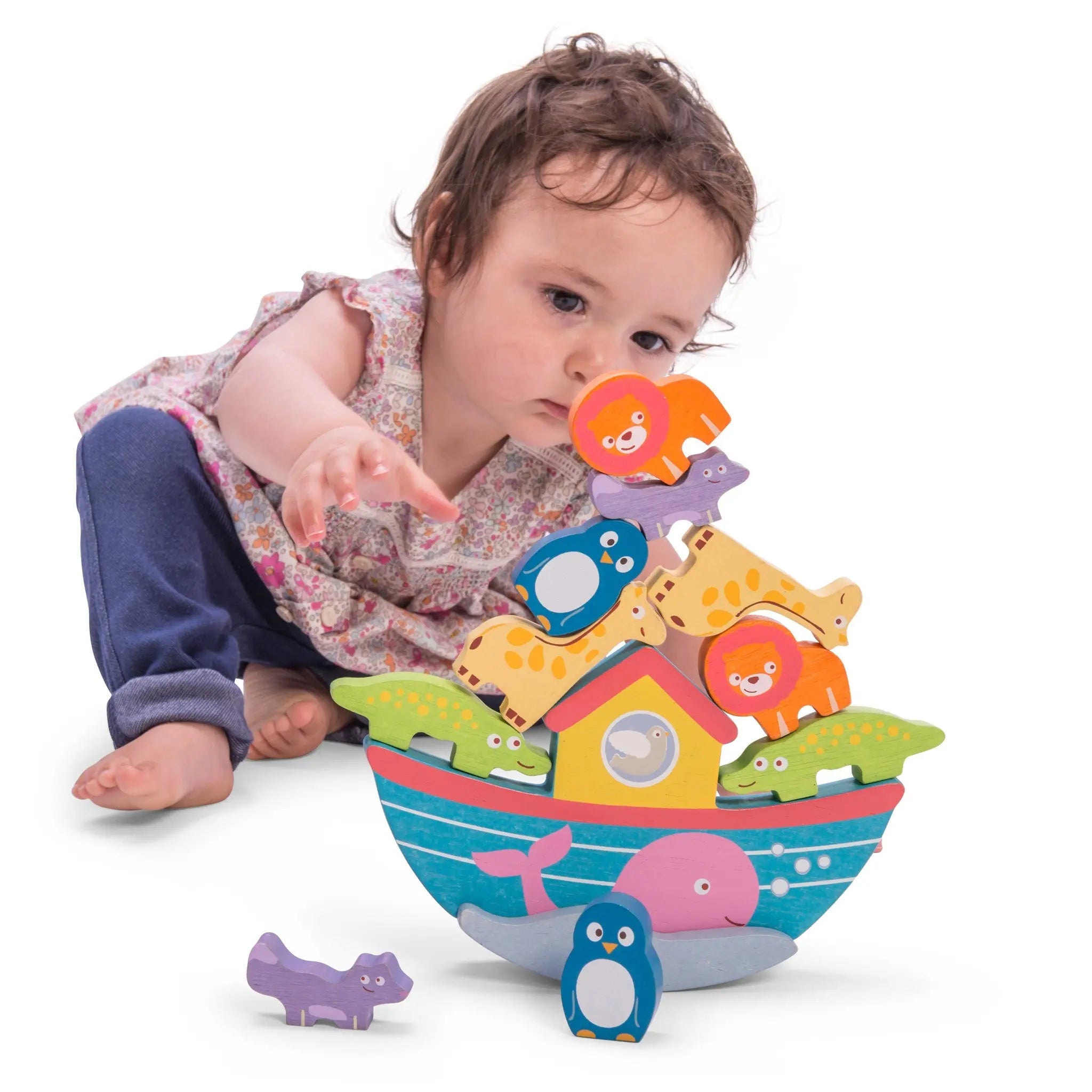 Arka Noego, zabawka balansująca, figurki, statek, zwierzątka, Le Toy Van - Zabawki z Lasu 