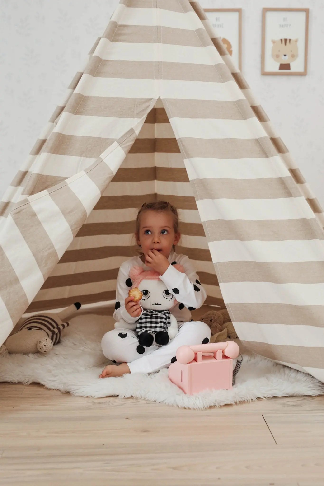 Bawełniany namiot Tipi dla dzieci, zabawa w domu na dworze wystrój ooh noo - Zabawki z Lasu 