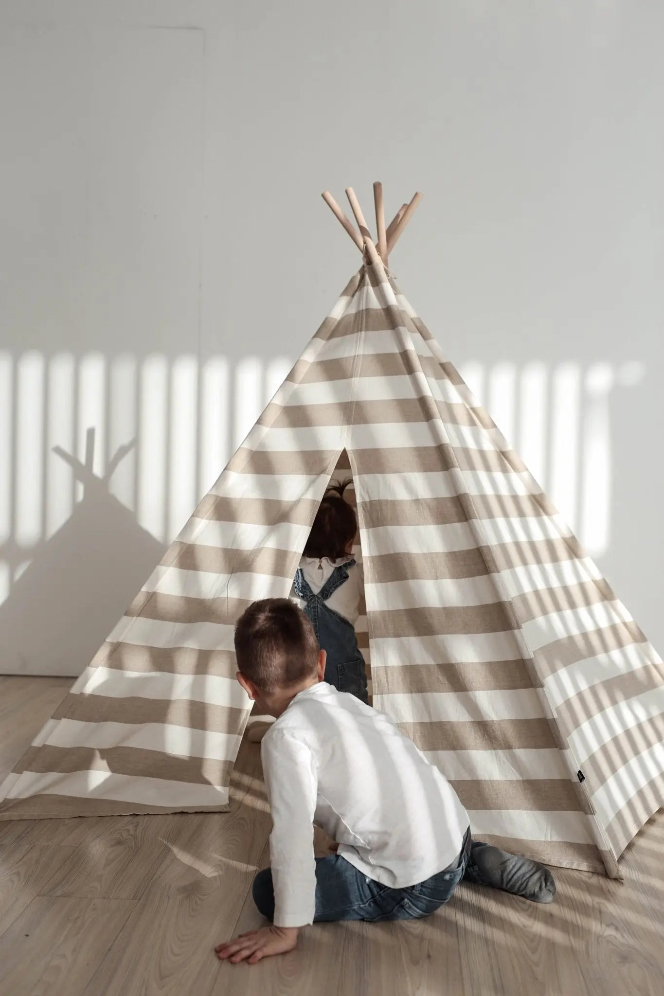 Bawełniany namiot Tipi dla dzieci, zabawa w domu na dworze wystrój ooh noo - Zabawki z Lasu 