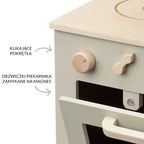 Beżowa drewniana kuchenka dla dzieci Premium, kuchnia, piekarnik, Micki - Zabawki z Lasu 