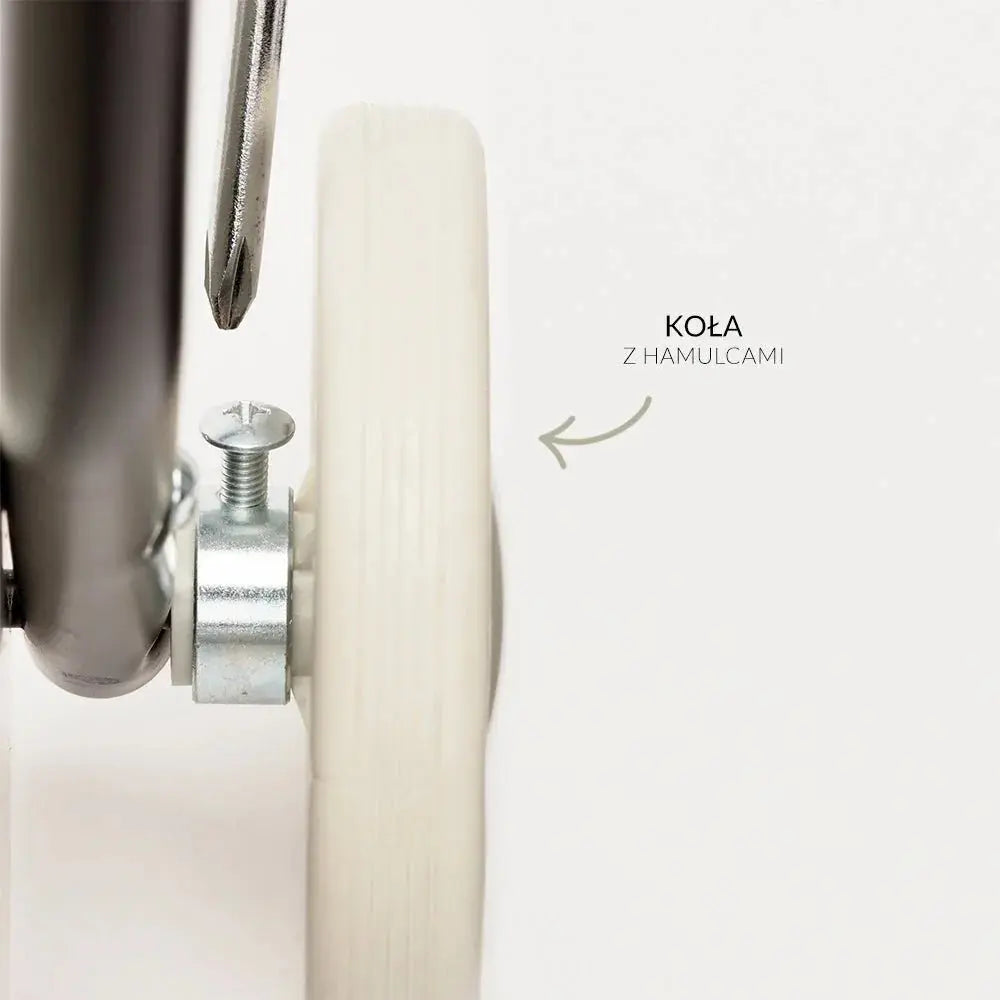 Beżowy drewniany chodzik pchacz, do nauki chodzenia, dla dzieci, zabawka Micki - Zabawki z Lasu 