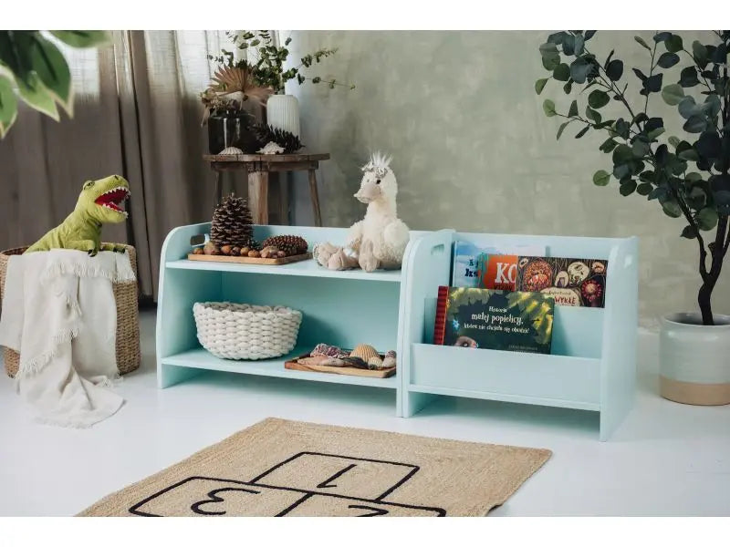 Biblioteczka niska Montessori - kolor miętowy - szerokość 50cm - Zabawki z Lasu 