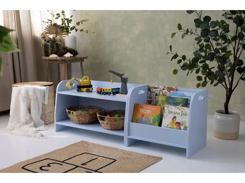 Biblioteczka niska Montessori - kolor niebieski - szerokość 50cm - Zabawki z Lasu 
