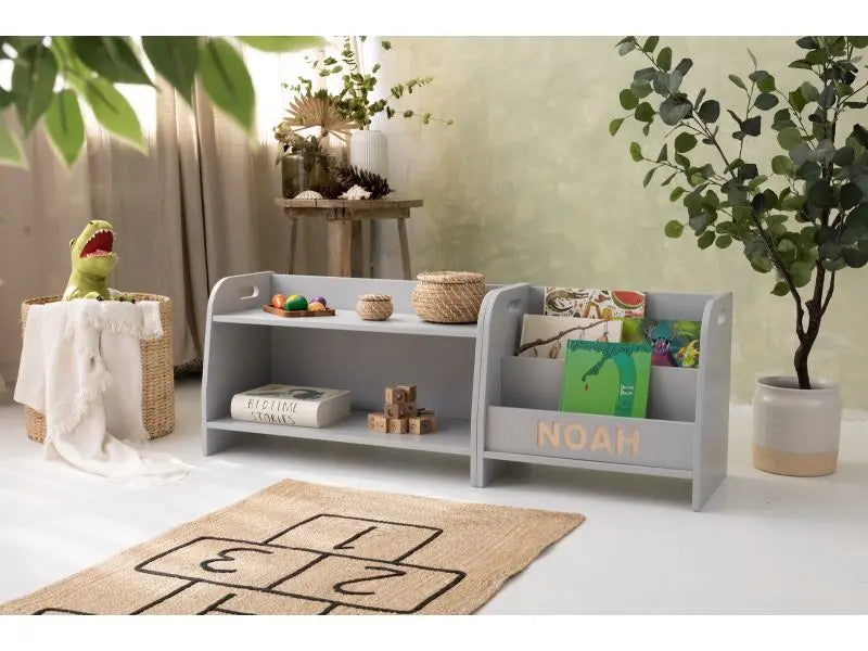 Biblioteczka niska Montessori - kolor szary - Szerokość 50 cm - Zabawki z Lasu 