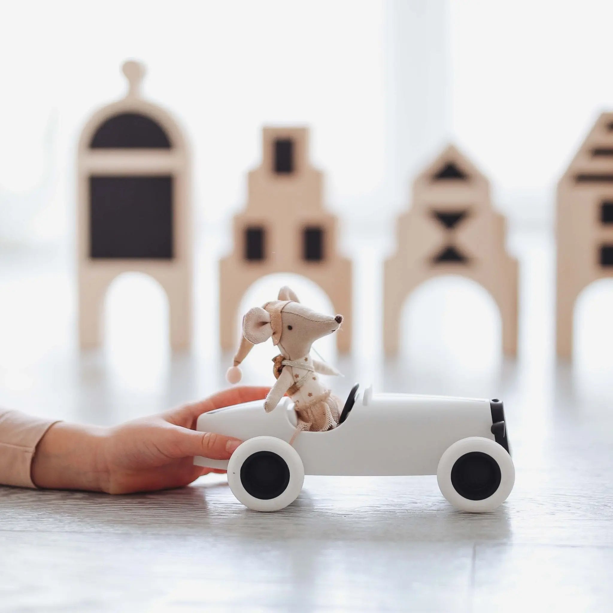 Bolid Grand Prix biały samochód wyścigowy autko zabawka dla dzieci ooh noo - Zabawki z Lasu 