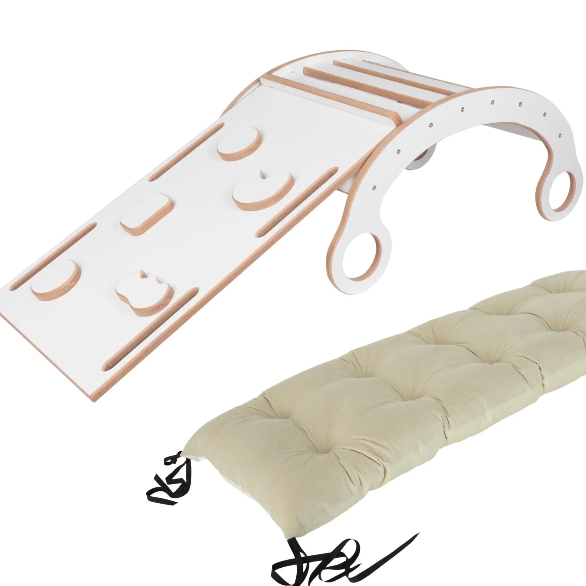 Bujak M + Ścianka wspinaczkowa / zjeżdżalnia + poduszka beżowa - Zabawki z Lasu 