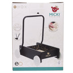 Czarny drewniany chodzik pchacz Premium, nauka chodzenia, dla dzieci, Micki - Zabawki z Lasu 