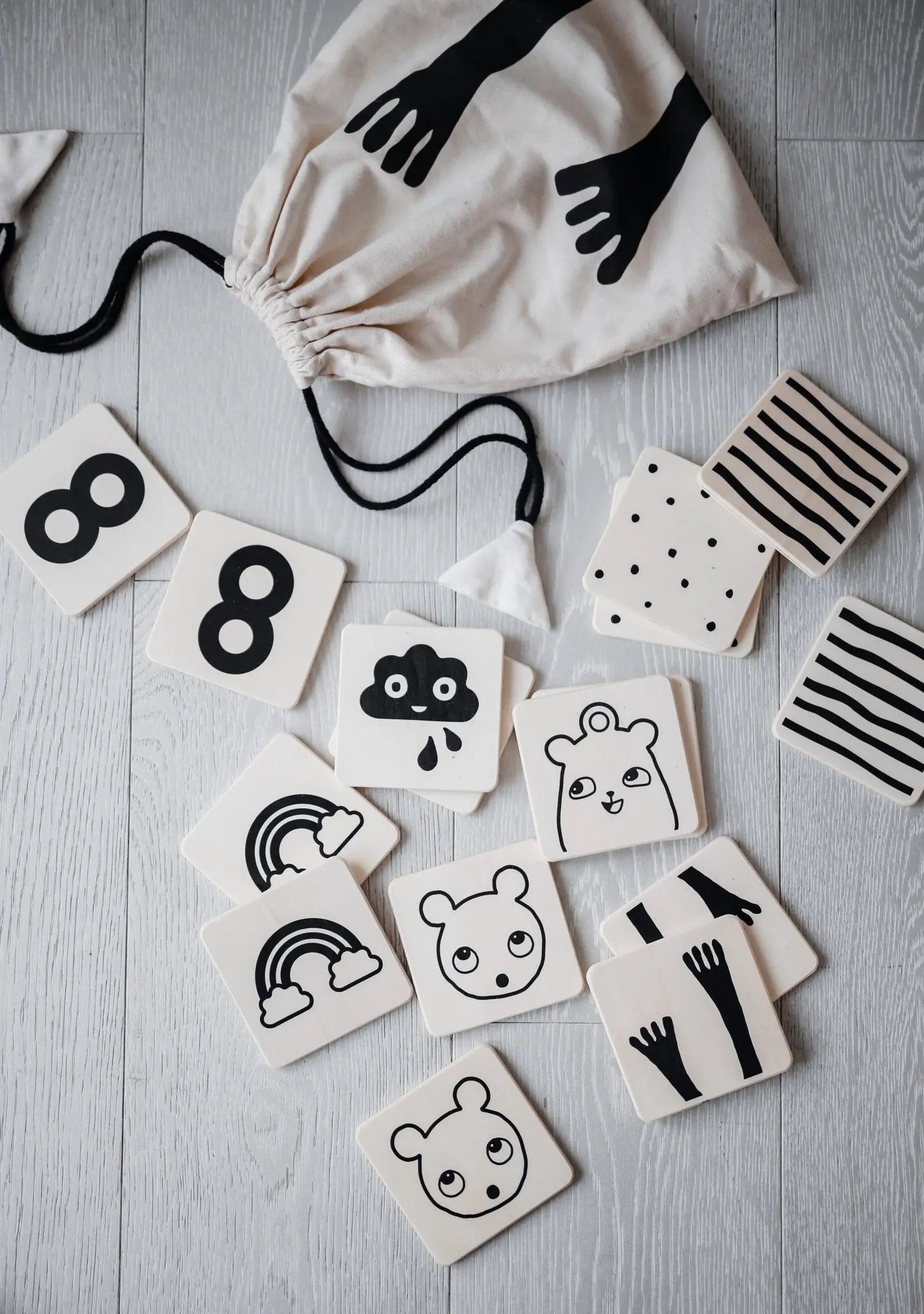 Drewniana gra edukacyjna memory dla dzieci karty kontrastowe zestaw ooh noo - Zabawki z Lasu 