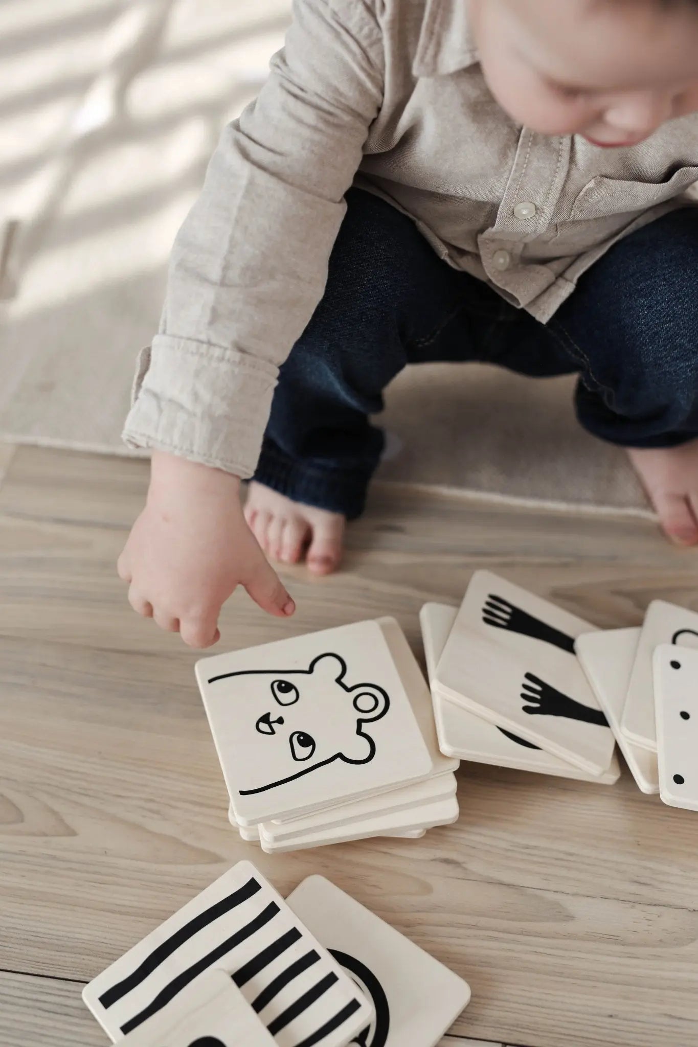 Drewniana gra edukacyjna memory dla dzieci karty kontrastowe zestaw ooh noo - Zabawki z Lasu 