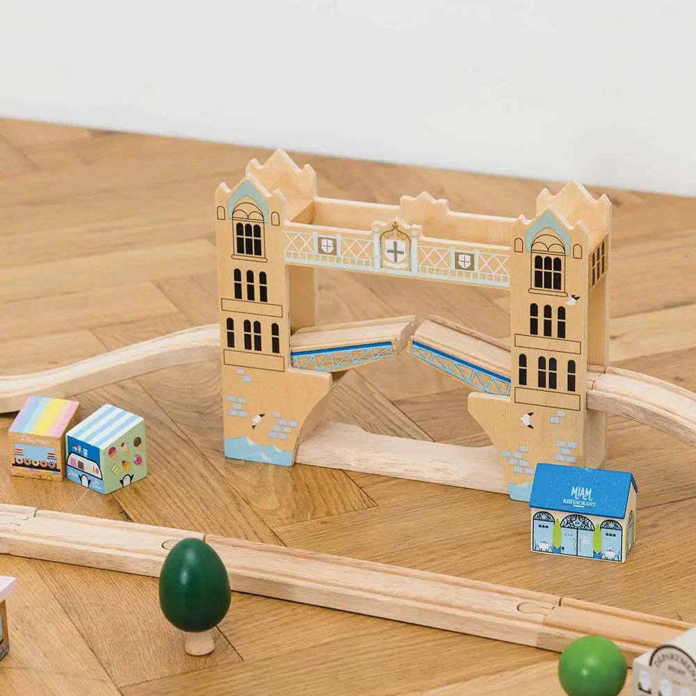 Drewniana kolejka Londyn 120 elementów, tory pociąg zabawka Le Toy Van - Zabawki z Lasu 