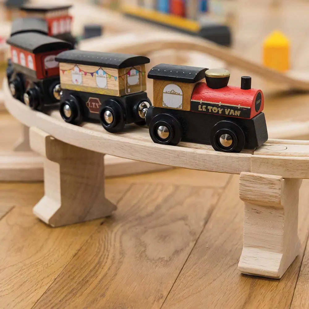 Drewniana kolejka Londyn 120 elementów, tory pociąg zabawka Le Toy Van - Zabawki z Lasu 