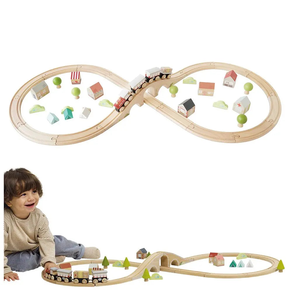 Drewniana kolejka zestaw 40 elementów, tory, pociąg, zabawka, Le Toy Van - Zabawki z Lasu 