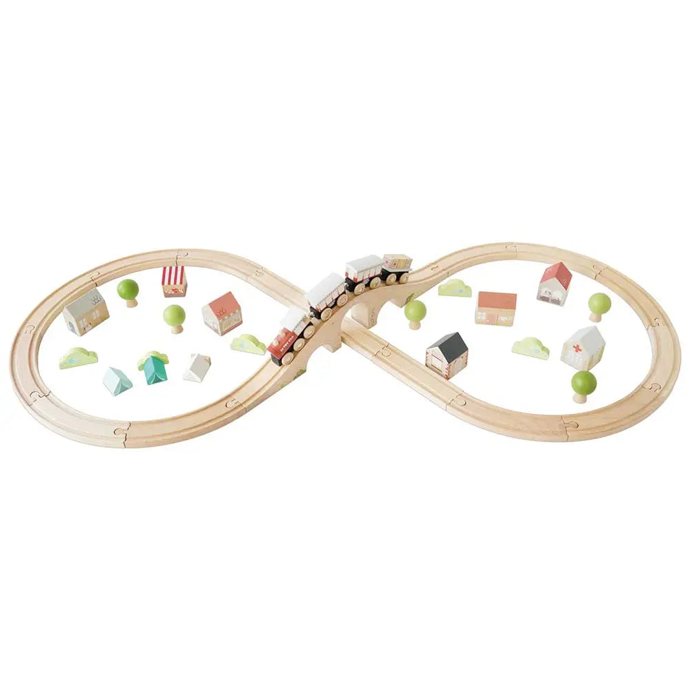 Drewniana kolejka zestaw 40 elementów, tory, pociąg, zabawka, Le Toy Van - Zabawki z Lasu 