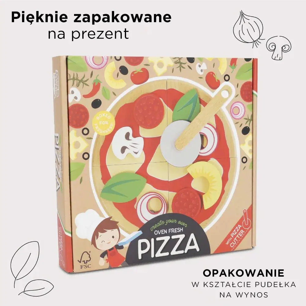 Drewniana pizza zabawka dla dzieci, odgrywanie ról, gotowanie, Le Toy Van - Zabawki z Lasu 