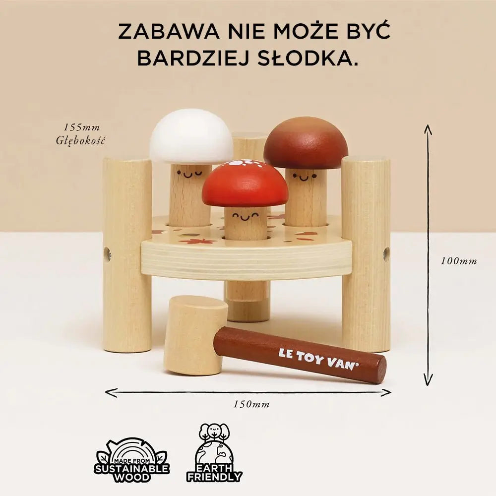 Drewniana przebijanka z grzybkami zabawka edukacyjna dla dzieci Le Toy Van - Zabawki z Lasu 