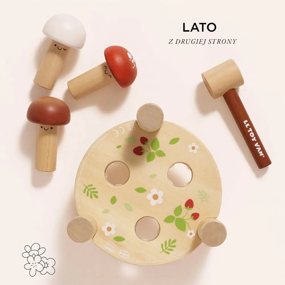 Drewniana przebijanka z grzybkami zabawka edukacyjna dla dzieci Le Toy Van - Zabawki z Lasu 