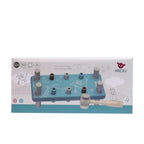 Drewniana przebijanka z gumowym młotkiem niebieska, wbijanka, zabawka Micki - Zabawki z Lasu 