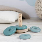 Drewniana układanka niebieska piramida zabawka nakładanka kółka nauka Micki - Zabawki z Lasu 