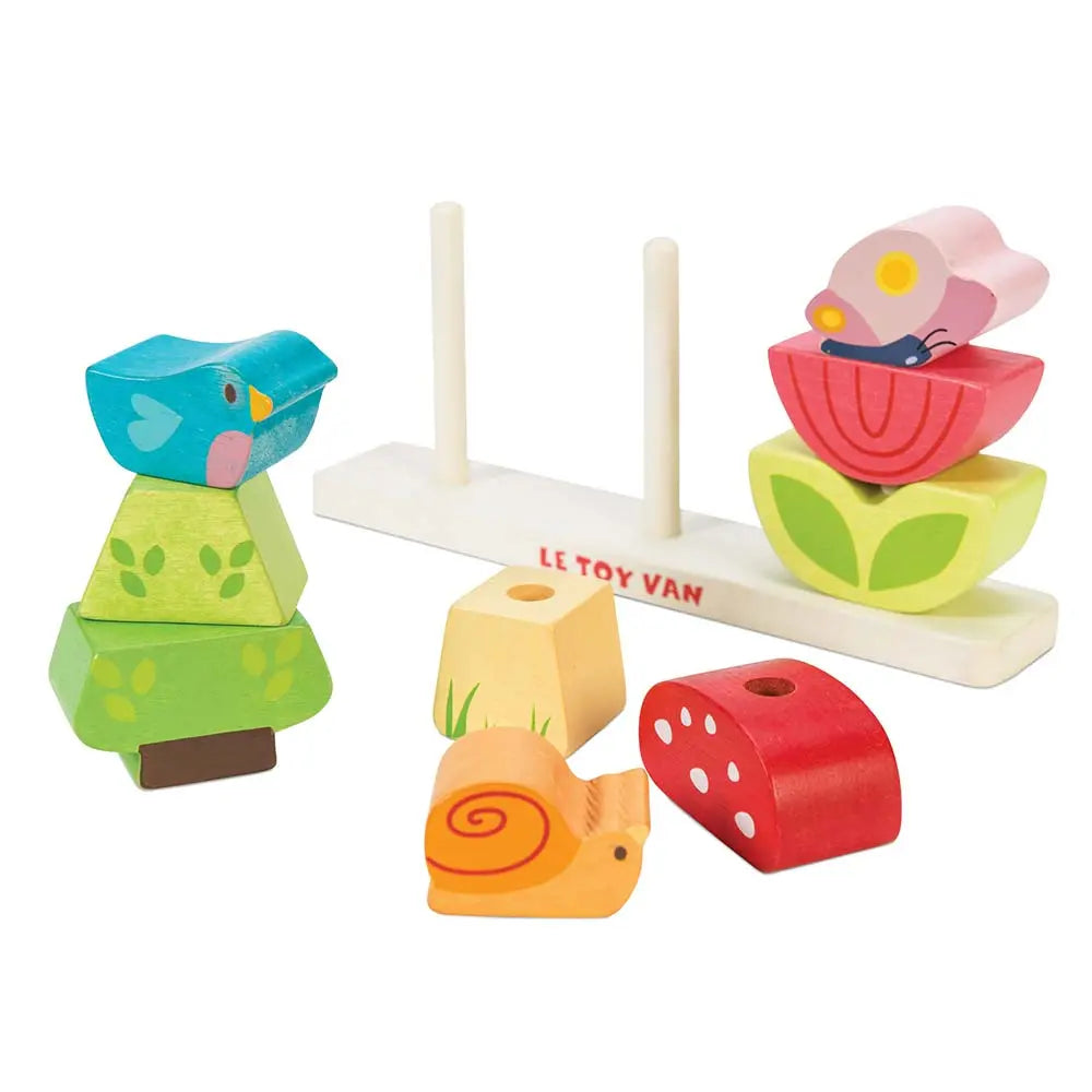 Drewniana układanka ogród, kolorowa nakładanka dla dzieci, Le Toy Van - Zabawki z Lasu 
