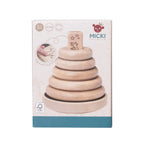 Drewniana układanka piramida Premium, zabawka nakładanka kółka, nauka Micki - Zabawki z Lasu 