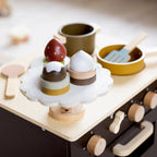 Drewniane akcesoria kuchenne dla dzieci, zestaw garnki, gotowanie, Micki - Zabawki z Lasu 