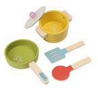 Drewniane akcesoria kuchenne dla dzieci, zestaw garnki, gotowanie, Micki - Zabawki z Lasu 