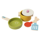 Drewniane akcesoria kuchenne dla dzieci, zestaw garnki, gotowanie, Micki - Zabawki z Lasu 