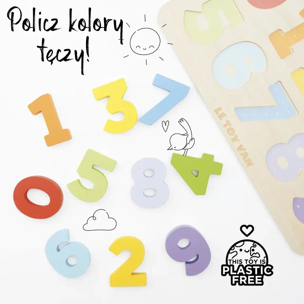 Drewniane cyferki zabawka edukacyjna dla dzieci sorter kształtów Le Toy Van - Zabawki z Lasu 