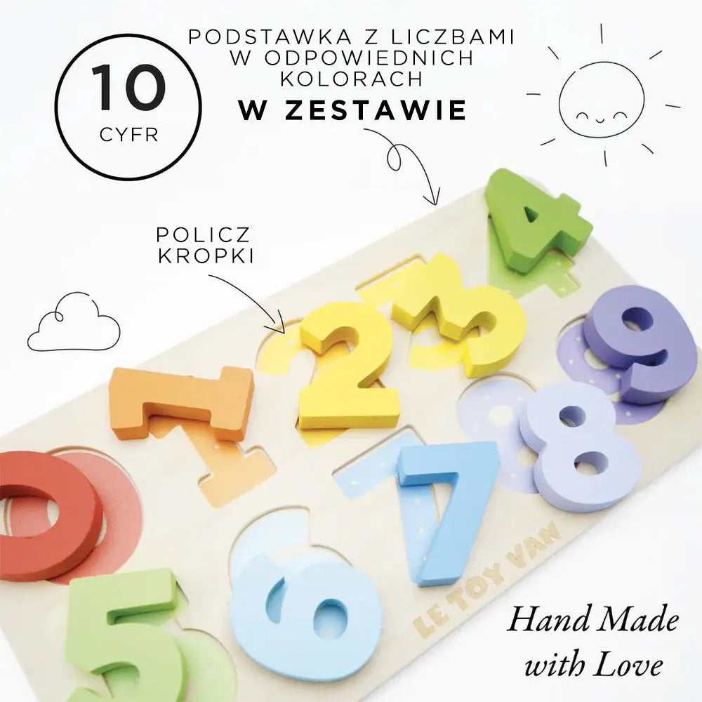 Drewniane cyferki zabawka edukacyjna dla dzieci sorter kształtów Le Toy Van - Zabawki z Lasu 