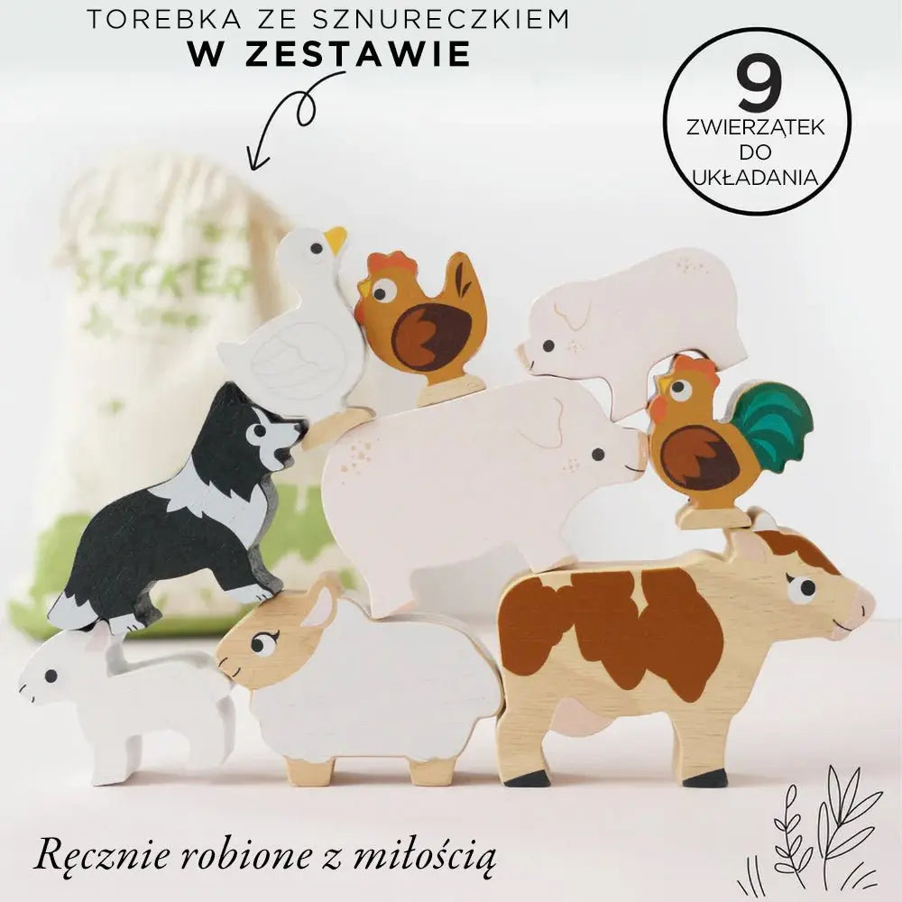 Drewniane figurki zwierzątka wiejskie, zabawka układanka, dzieci Le Toy Van - Zabawki z Lasu 