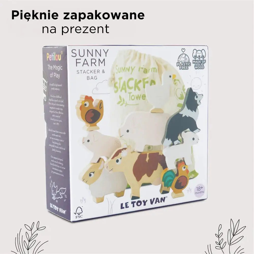 Drewniane figurki zwierzątka wiejskie, zabawka układanka, dzieci Le Toy Van - Zabawki z Lasu 