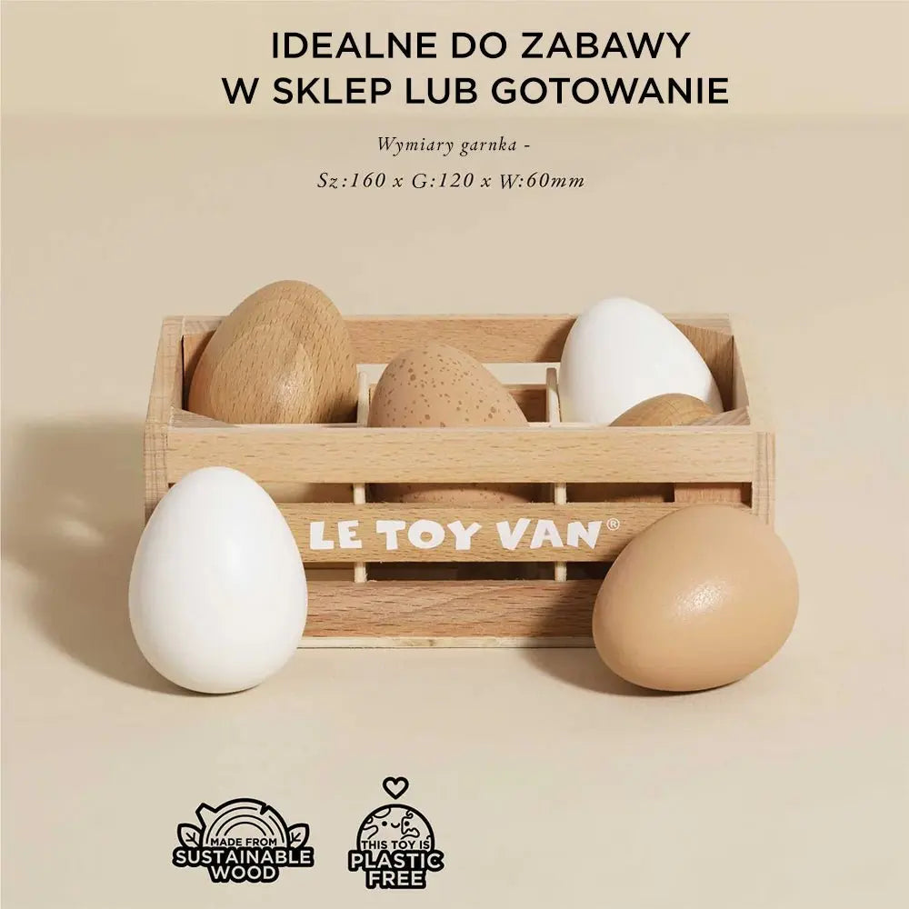 Drewniane jajka w skrzynce, zabawka dla dzieci, stragan sklep Le Toy Van - Zabawki z Lasu 