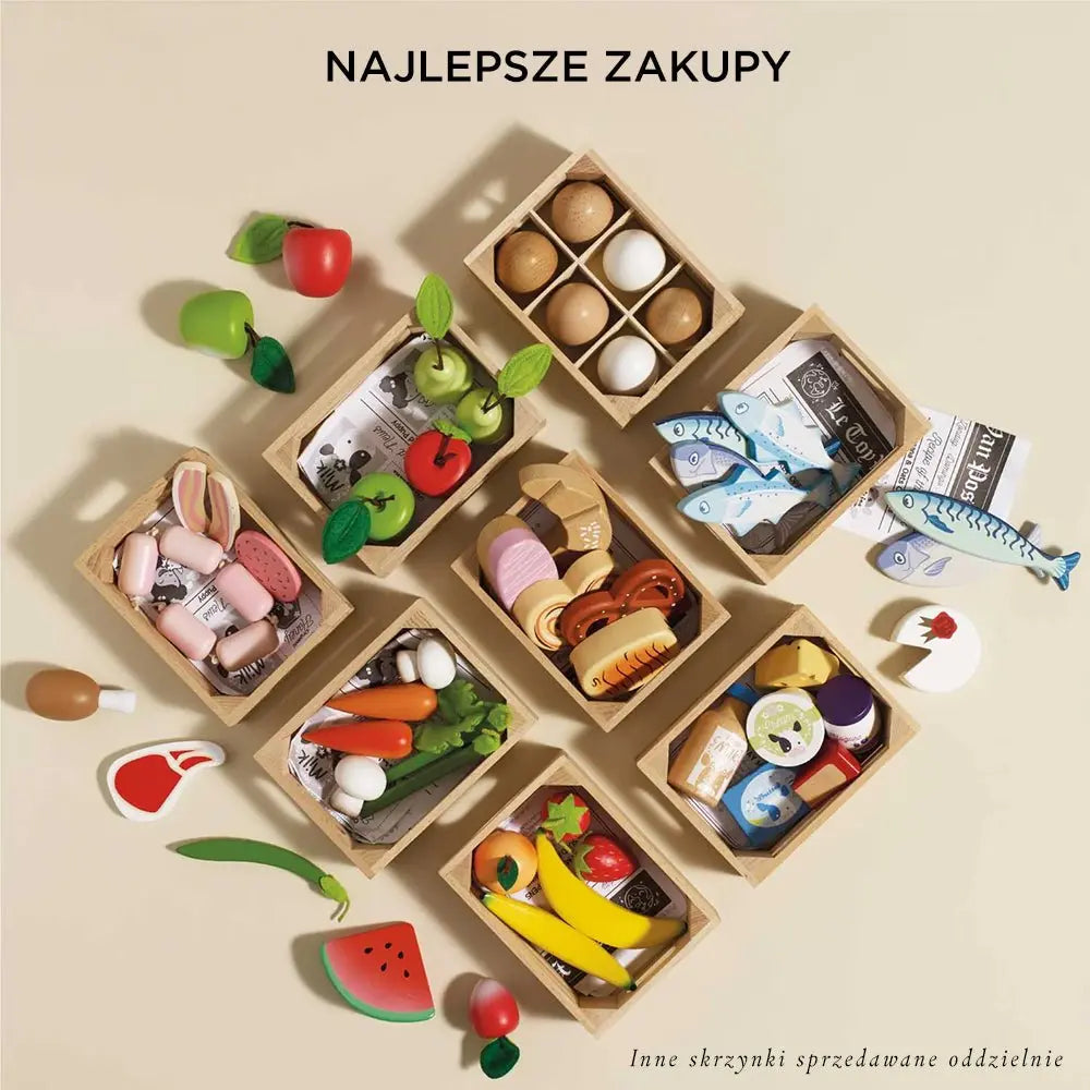 Drewniane jajka w skrzynce, zabawka dla dzieci, stragan sklep Le Toy Van - Zabawki z Lasu 