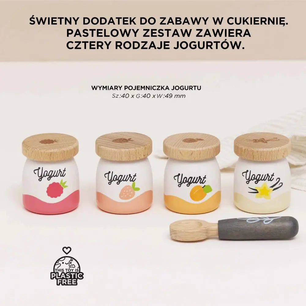 Drewniane jedzenie jogurty do zabawy akcesoria kuchenne, zabawka Le Toy Van - Zabawki z Lasu 
