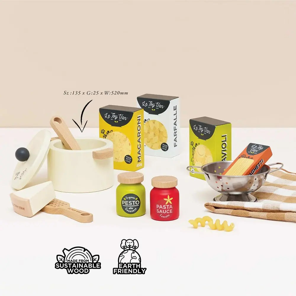 Drewniane jedzenie makarony do zabawy akcesoria kuchenne zabawka Le Toy Van - Zabawki z Lasu 