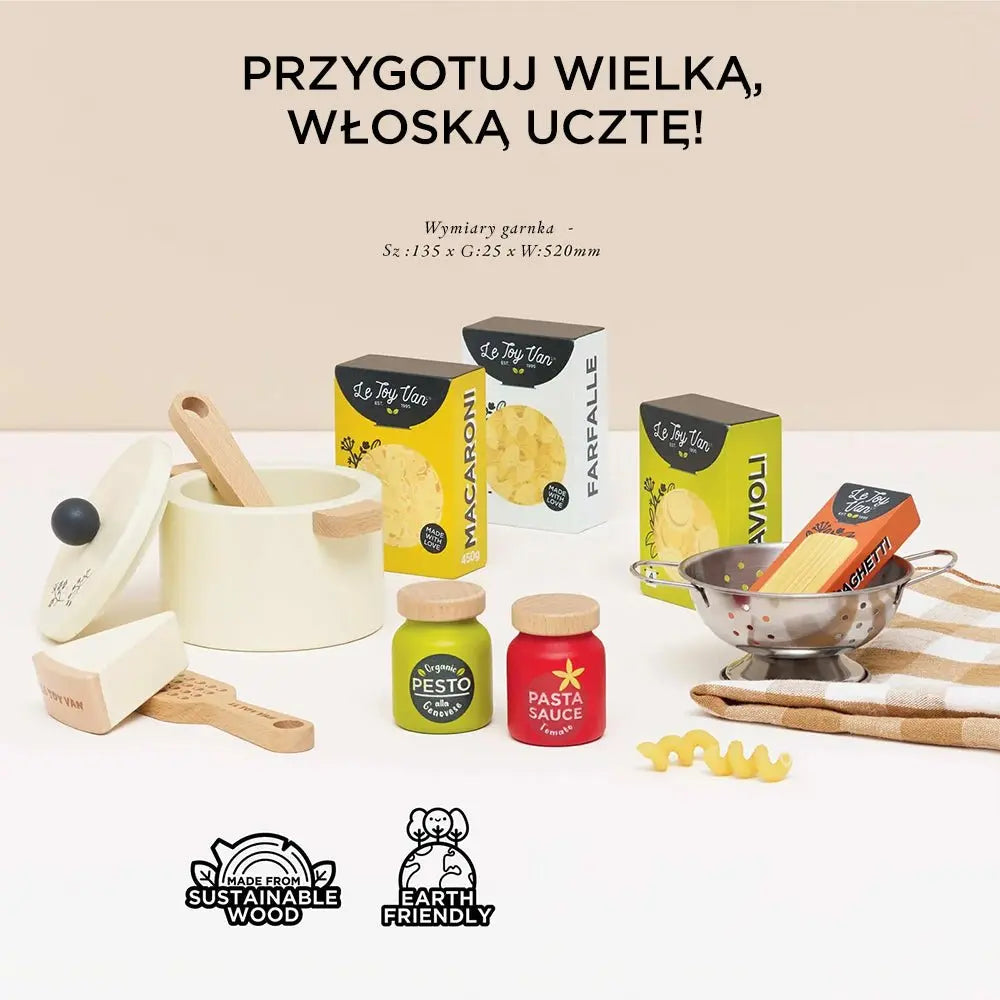 Drewniane jedzenie makarony do zabawy akcesoria kuchenne zabawka Le Toy Van - Zabawki z Lasu 