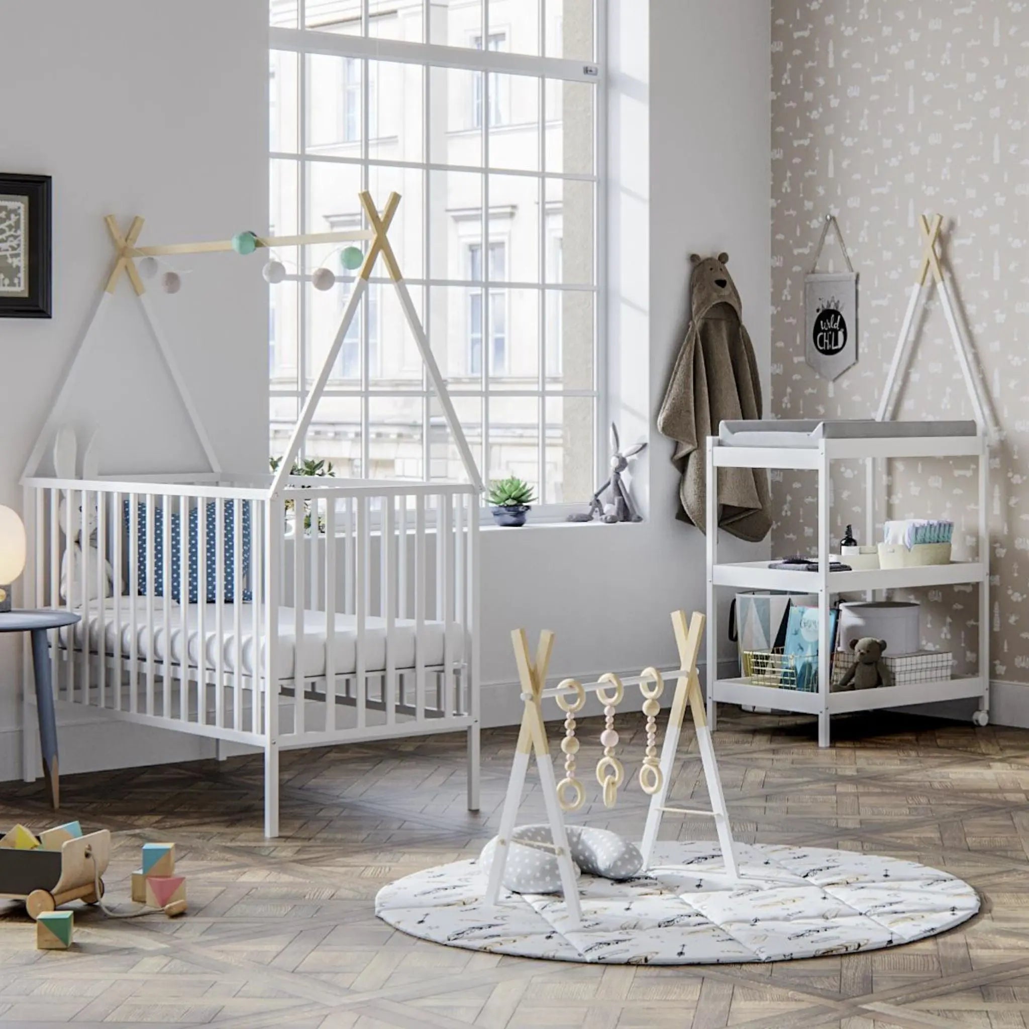 Drewniane łóżeczko niemowlęce 120×60 Tipi - Zabawki z Lasu 