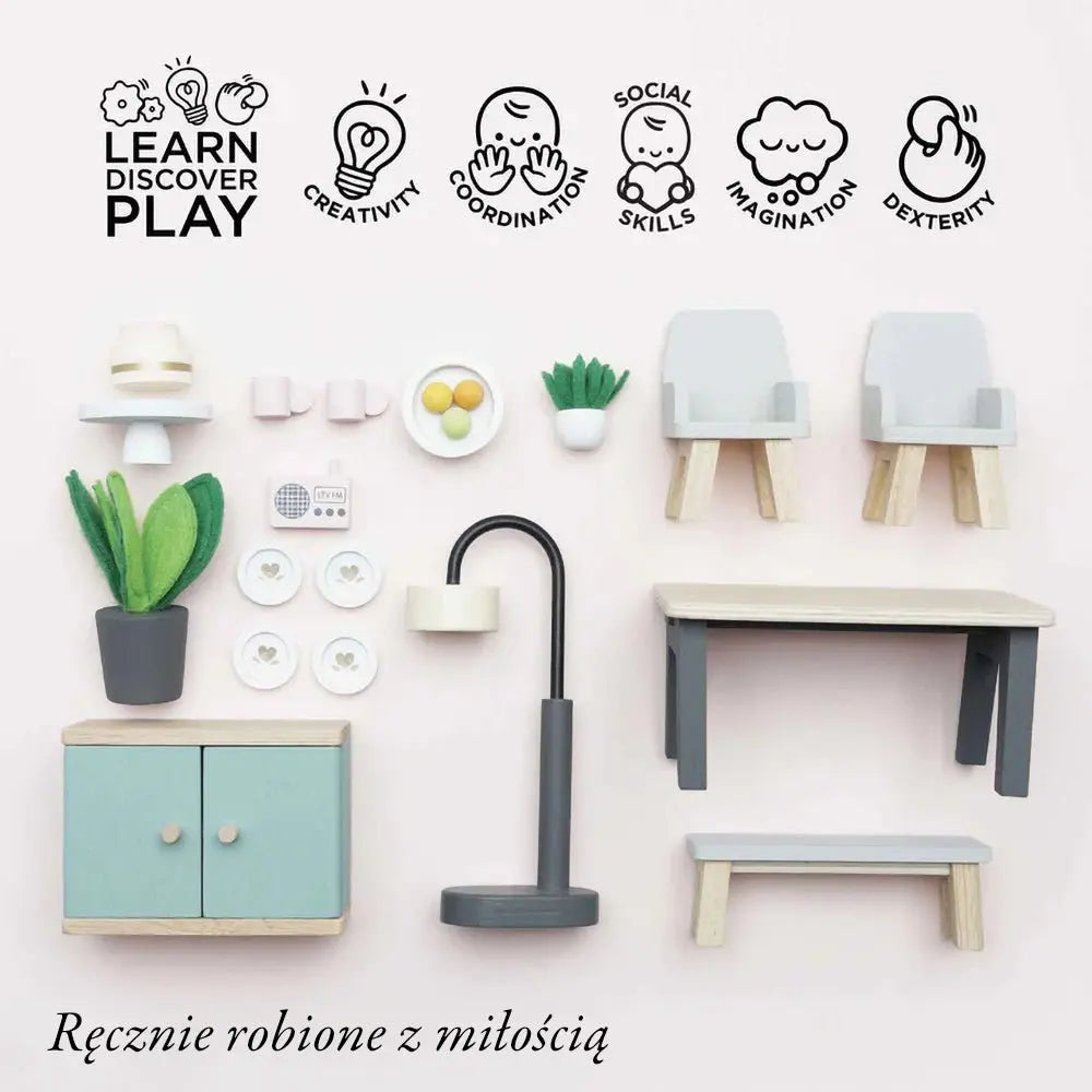 Drewniane mebelki do domku dla lalek jadalnia Daisylane, zestaw, Le Toy Van - Zabawki z Lasu 