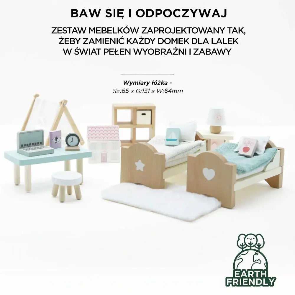 Drewniane mebelki do domku dla lalek pokój dziecięcy Daisylane, Le Toy Van - Zabawki z Lasu 