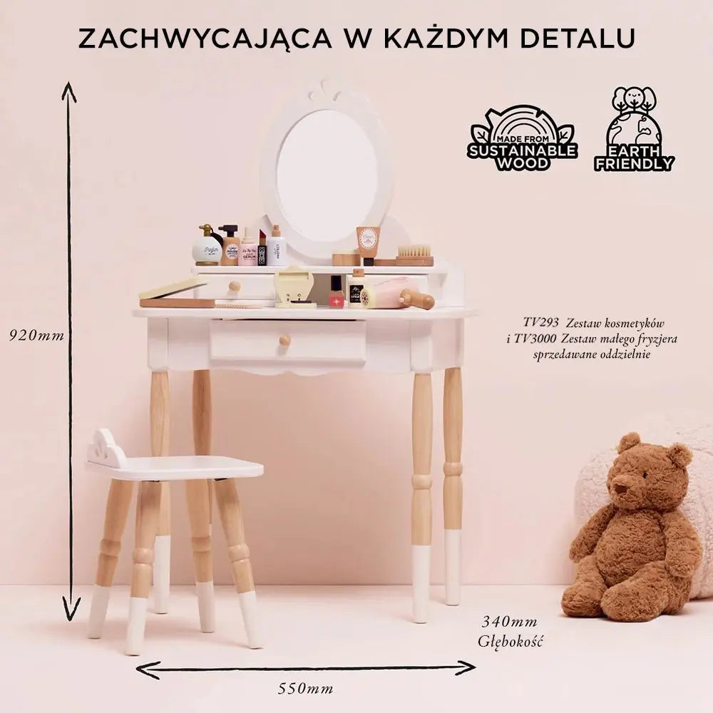 Drewniane meble dla dzieci toaletka lustro taboret zestaw mebli Le Toy Van - Zabawki z Lasu 