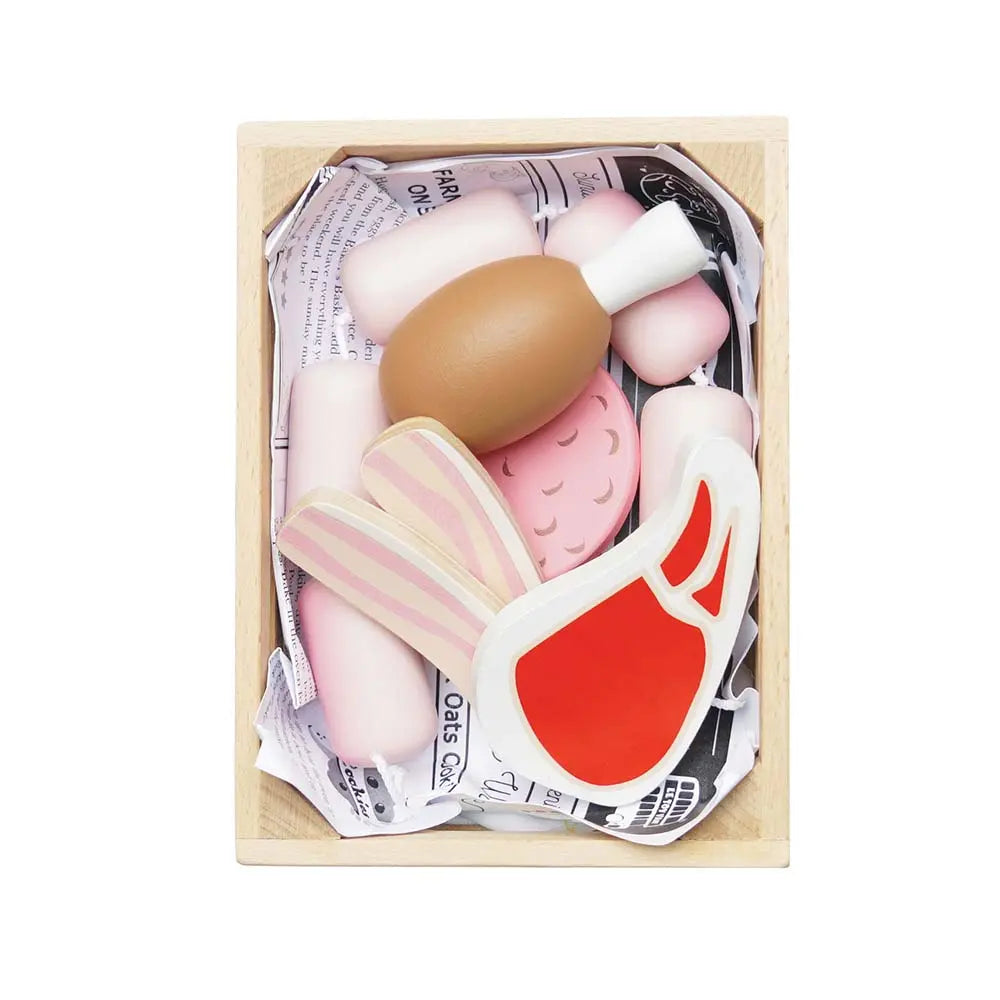 Drewniane mięso w skrzynce, zabawka dla dzieci, stragan sklep Le Toy Van - Zabawki z Lasu 