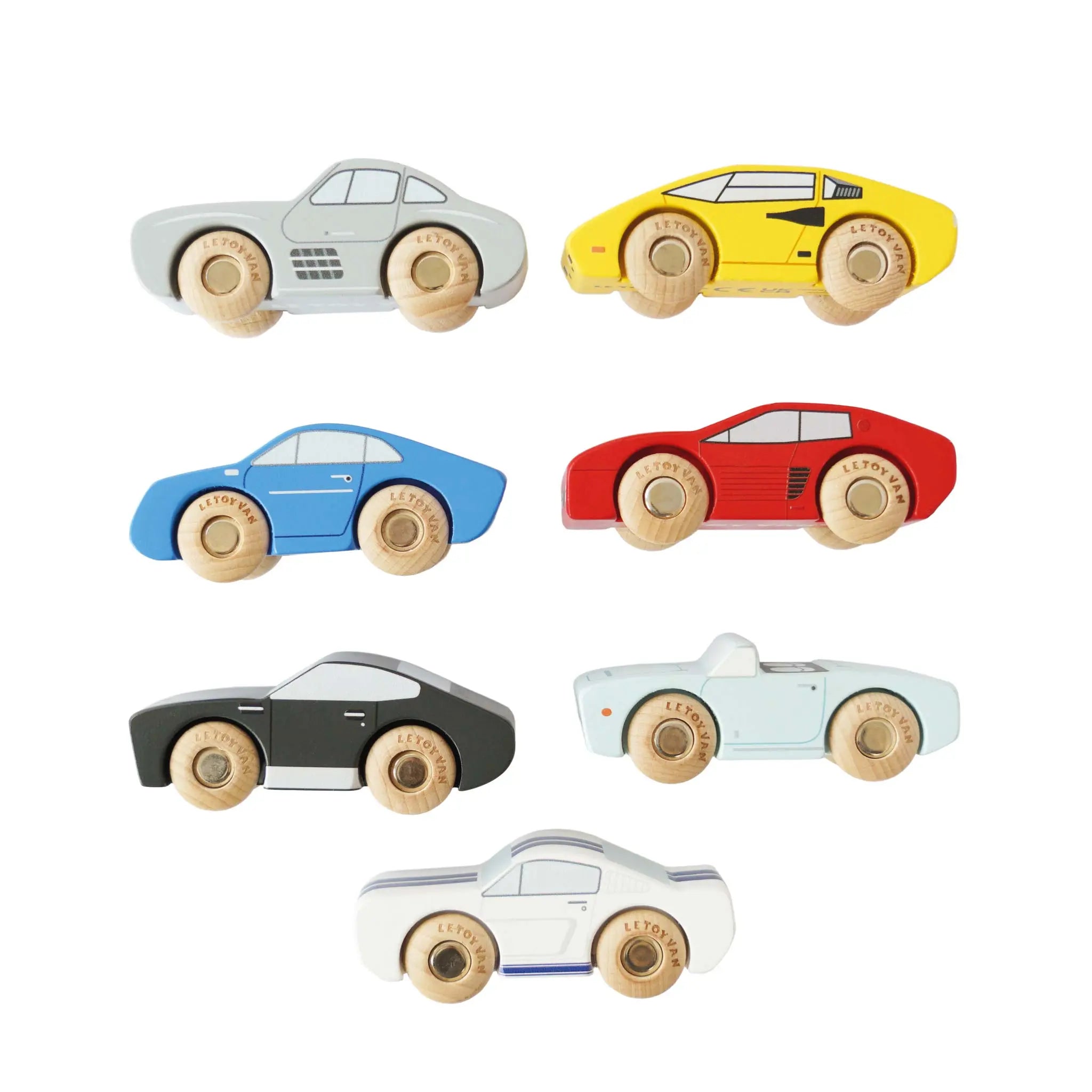 Drewniane samochody sportowe zestaw, zabawka dla dzieci, auta Le Toy Van - Zabawki z Lasu 