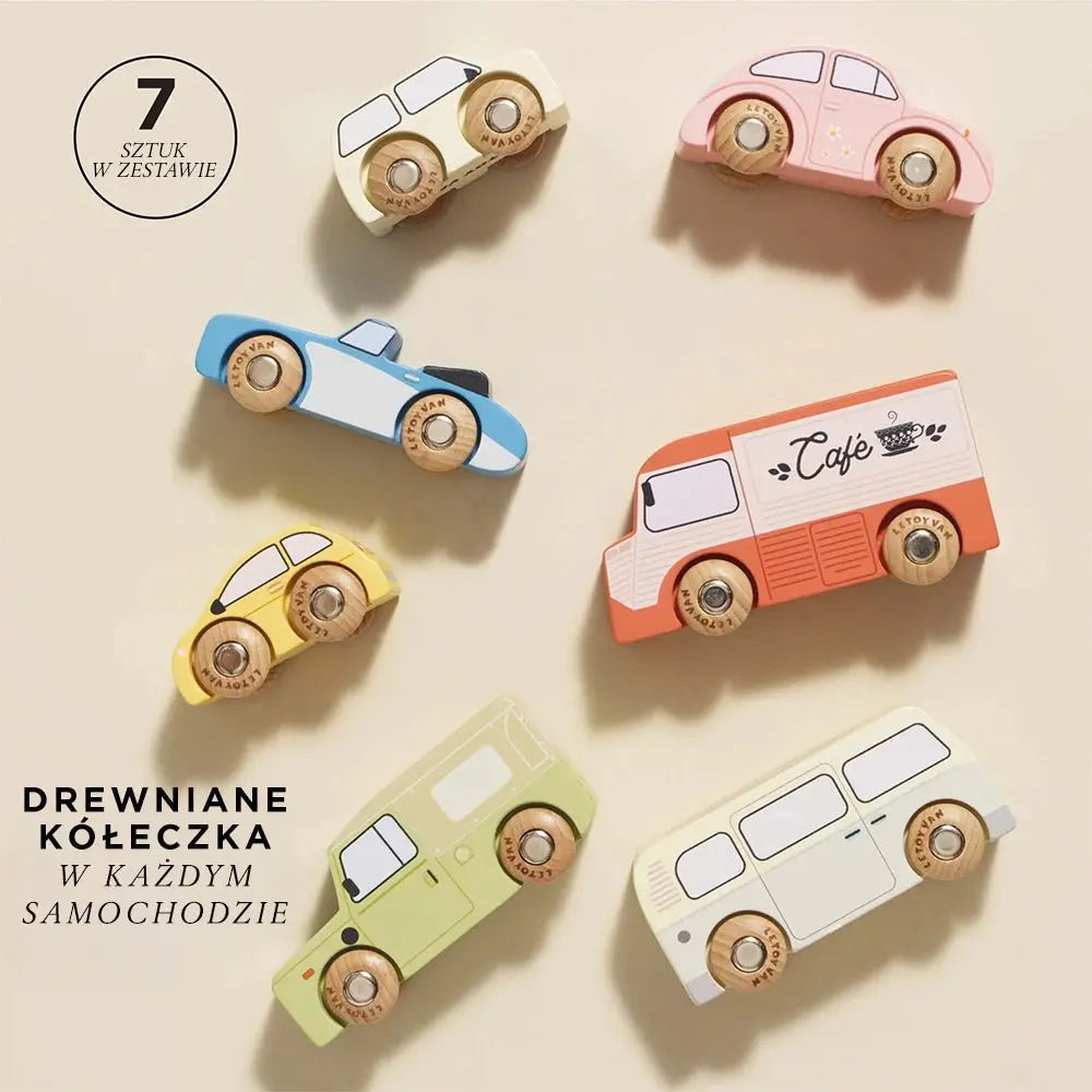 Drewniane samochody vintage zestaw, zabawka dla dzieci, auta Le Toy Van - Zabawki z Lasu 