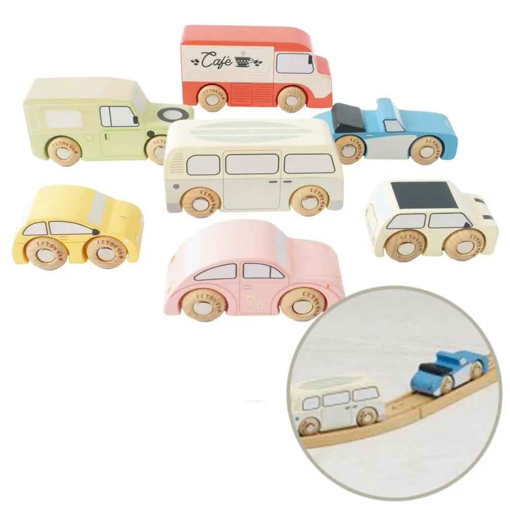 Drewniane samochody vintage zestaw, zabawka dla dzieci, auta Le Toy Van - Zabawki z Lasu 