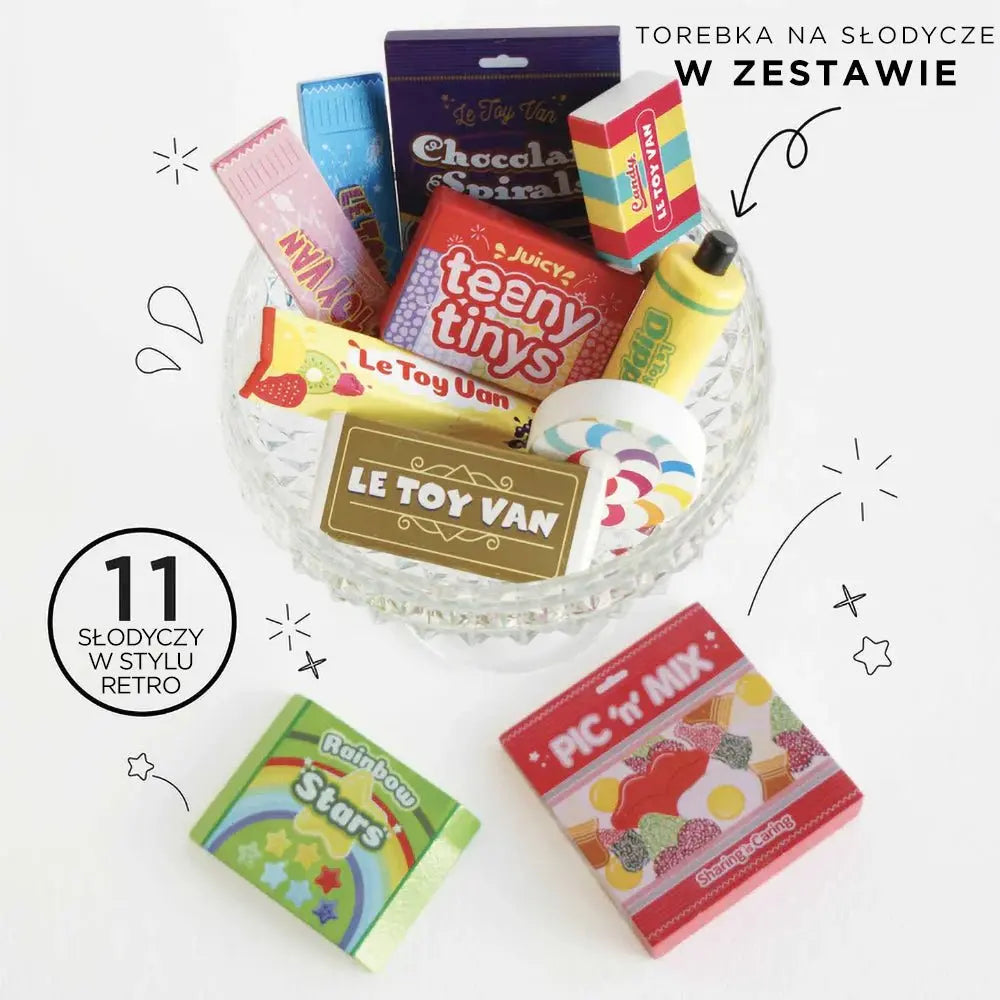 Drewniane słodycze zestaw, zabawka dla dzieci, zabawa w sklep, Le Toy Van - Zabawki z Lasu 