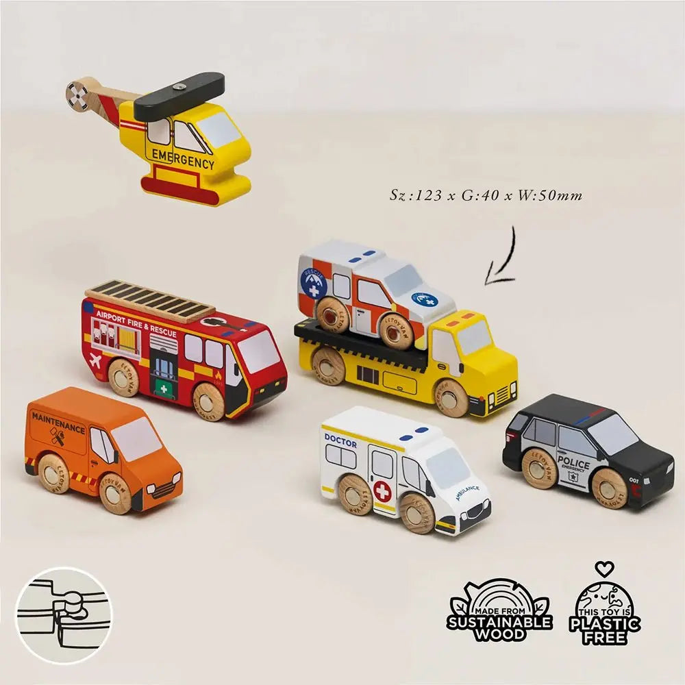 Drewniane służby ratunkowe zestaw, samochody zabawka dla dzieci, Le Toy Van - Zabawki z Lasu 