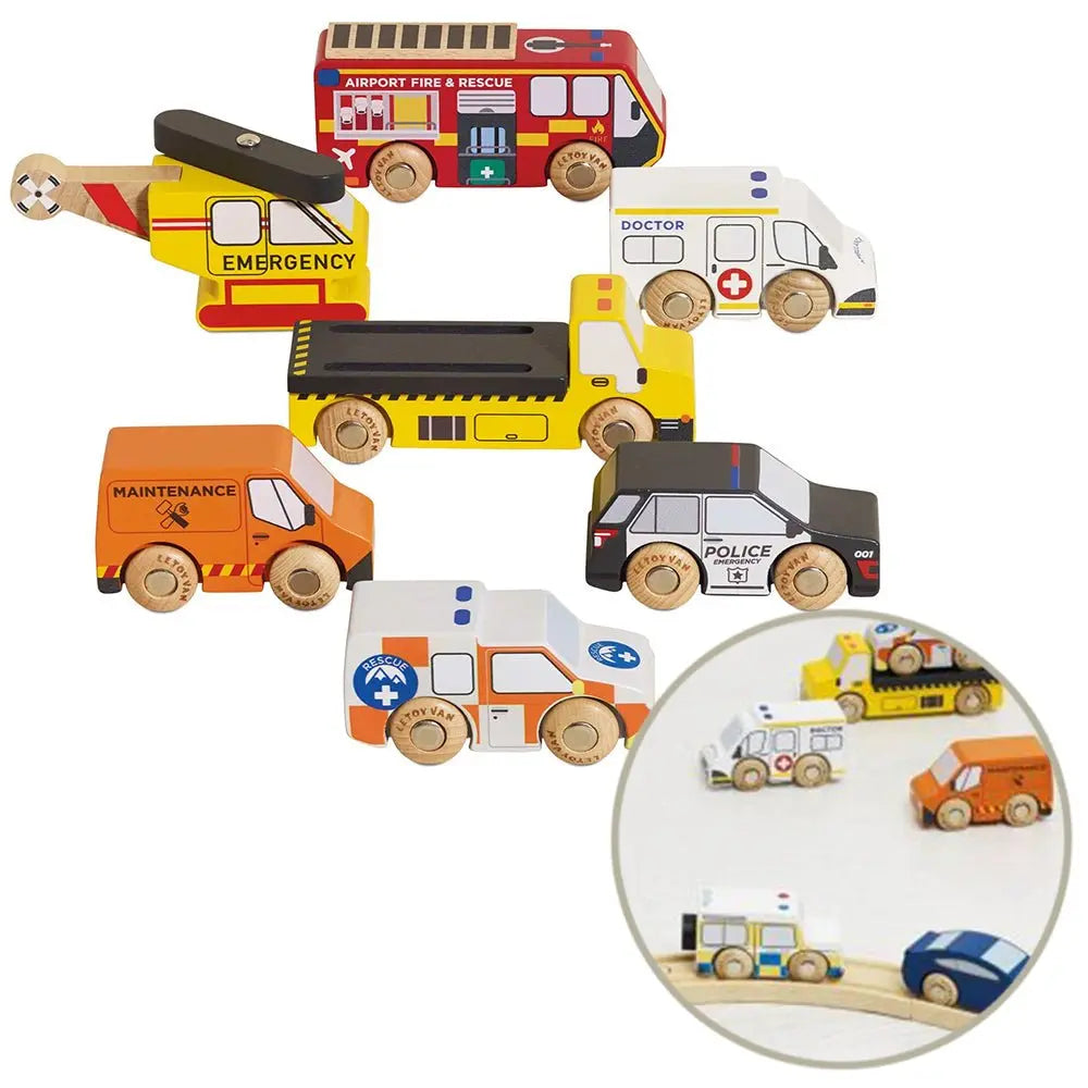 Drewniane służby ratunkowe zestaw, samochody zabawka dla dzieci, Le Toy Van - Zabawki z Lasu 