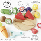 Drewniane warzywa i owoce zestaw do krojenia, zabawa w gotowanie, Le Toy Van - Zabawki z Lasu 